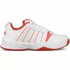 K-Swiss Kids Smash Omni Tennis Shoes - White/Fiesta