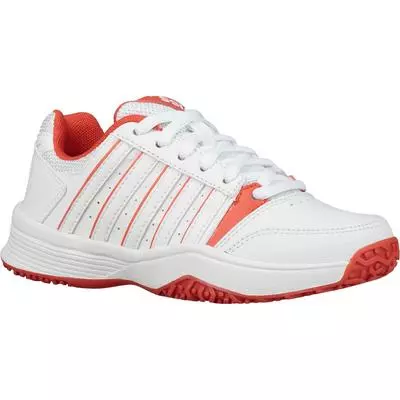 K-Swiss Kids Smash Omni Tennis Shoes - White/Fiesta 2 K-Swiss Kids Smash Omni Tennis Shoes - White/Fiesta - Image 2