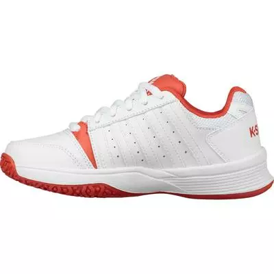 K-Swiss Kids Smash Omni Tennis Shoes - White/Fiesta 4 K-Swiss Kids Smash Omni Tennis Shoes - White/Fiesta - Image 4